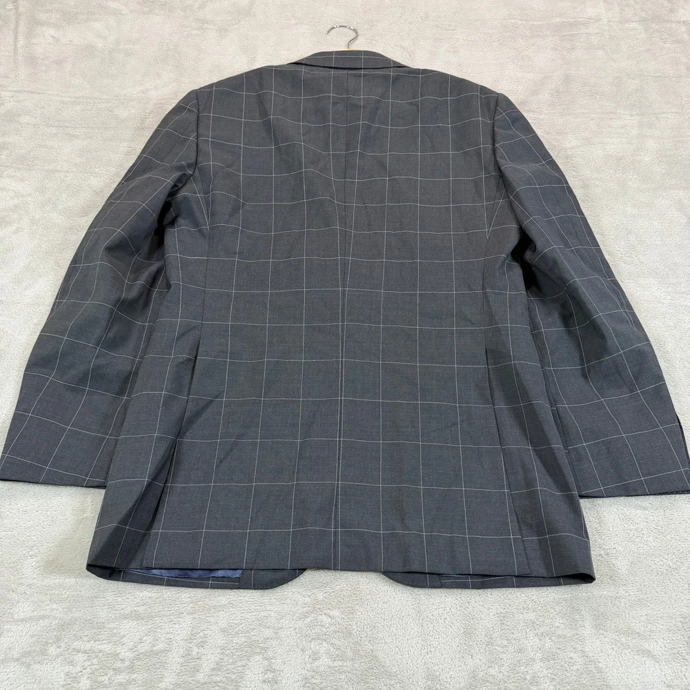 Suitsupply Mens 36R Slim Napoli Charcoal Gray Windowpane Wool Blazer Sport Coat